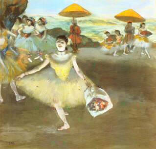 danseuse au bouquet saluant